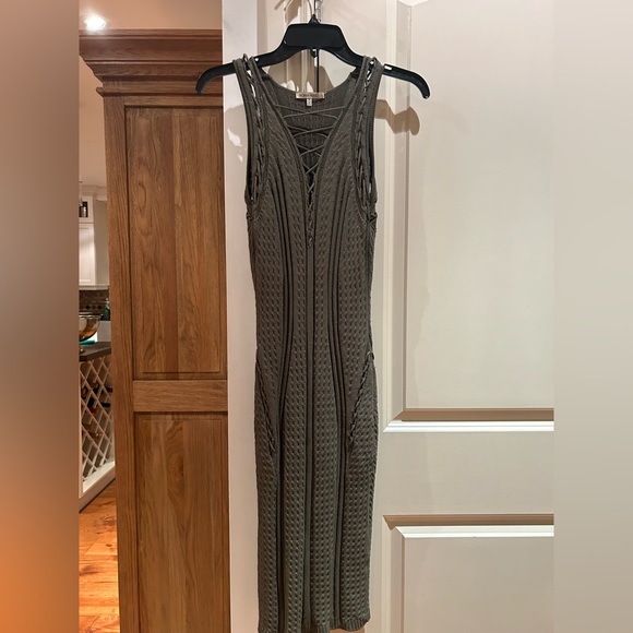 RONNY KOBO green knit v neck green dress bodycon medium - Picture 2 of 11